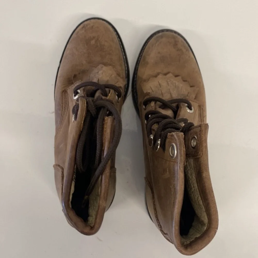 Justin cowboy lace up boots youth brown‎ 9.5D